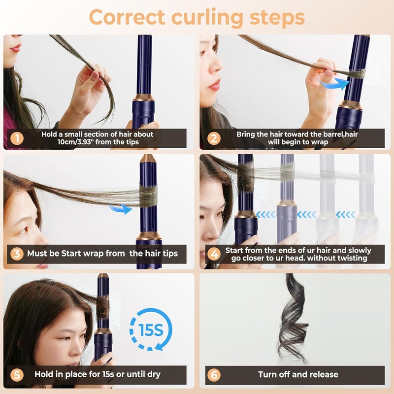 OKWRAP 6 in ONE Blow Dryer Brush, Curling Wand Hair Styling Tools Set, Ionic Hot Air Hair Dryer, Massage Oval Hair Dryer, Left&Right Hair Curlers 100-120V - Image 4